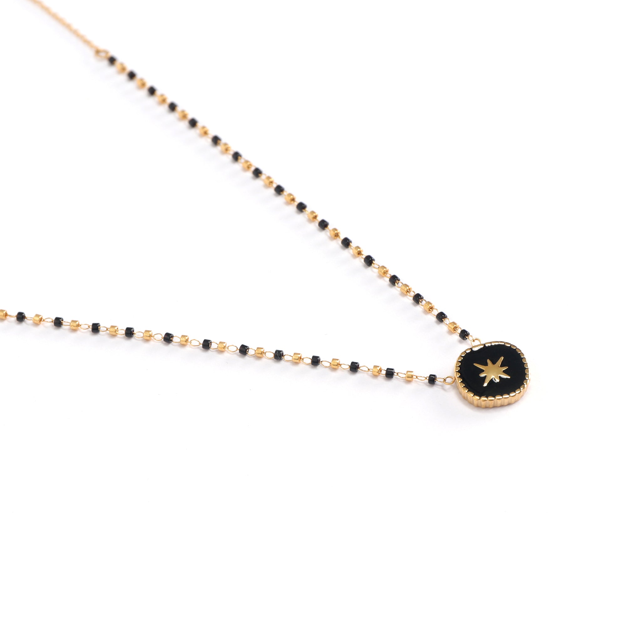 Denalres Schwarz Halskette Gold