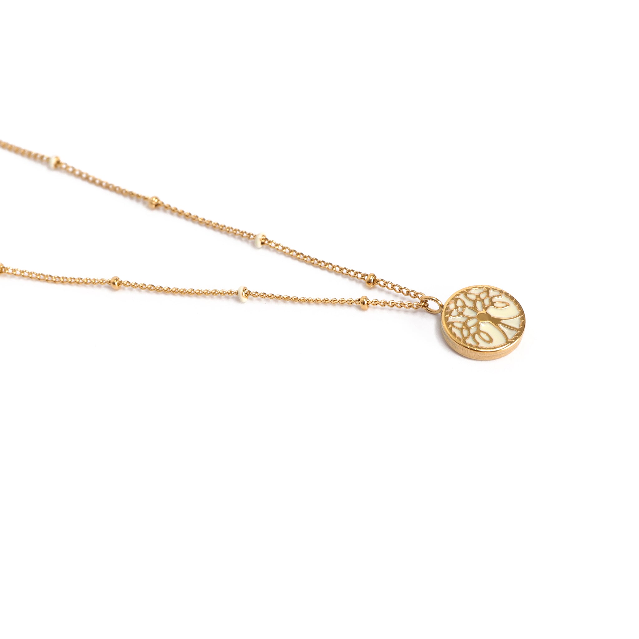 Tiryegg Weiß Halskette Gold