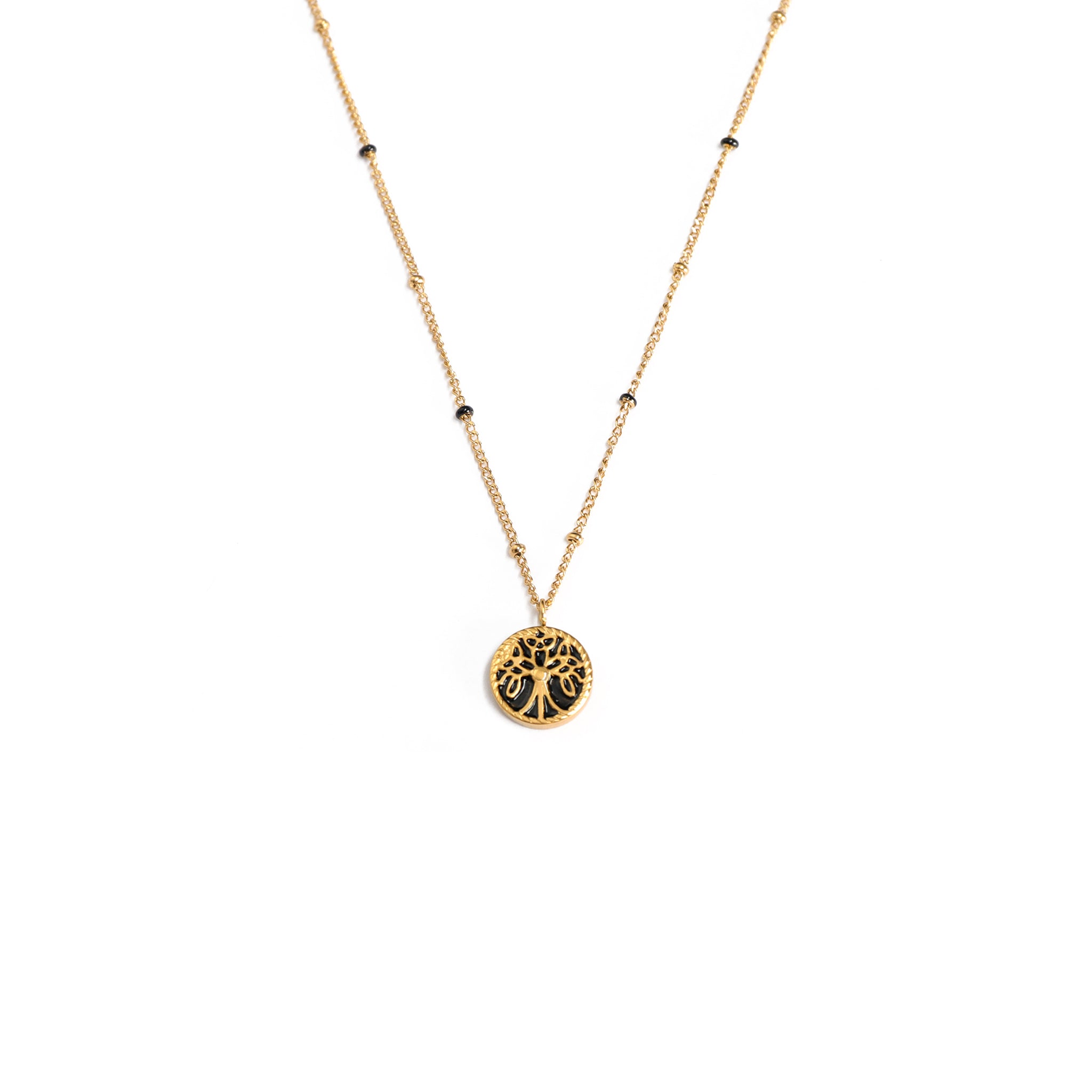 Tiryegg Schwarz Halskette Gold