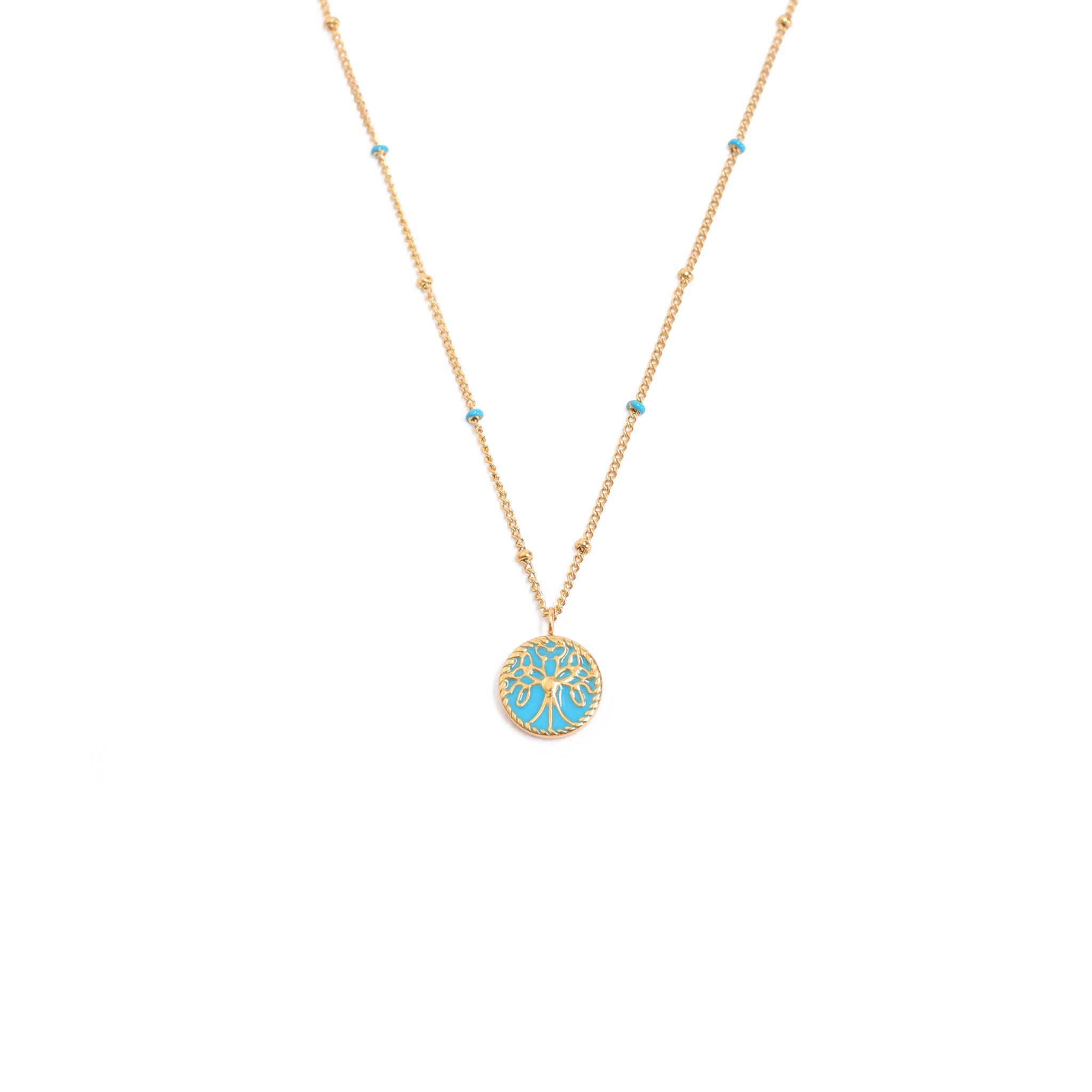 Tiryegg Blau Halskette Gold