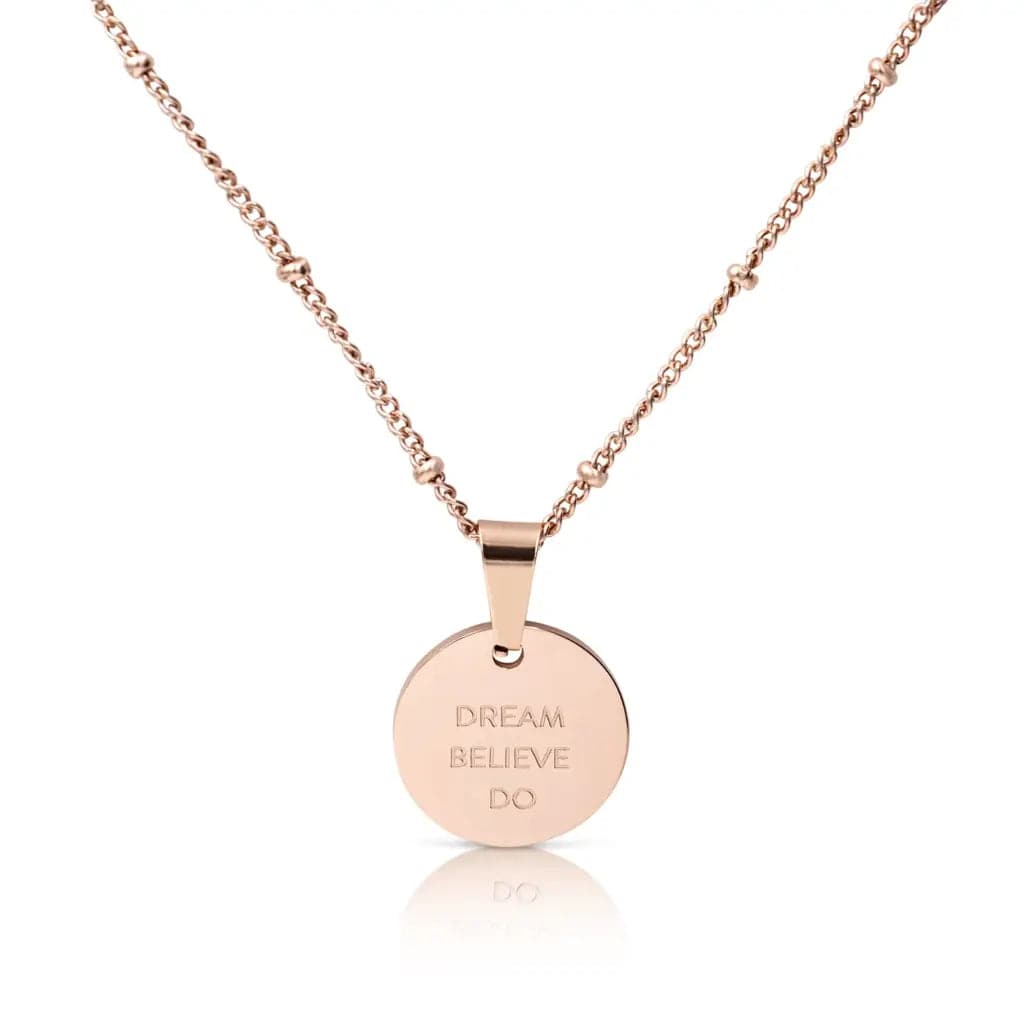 'DREAM BELIEVE DO' circle necklace