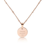 'DREAM BELIEVE DO' circle necklace
