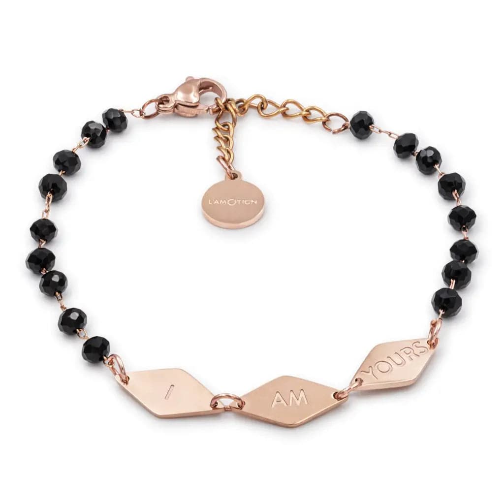 'I AM YOURS' black pearls bracelet