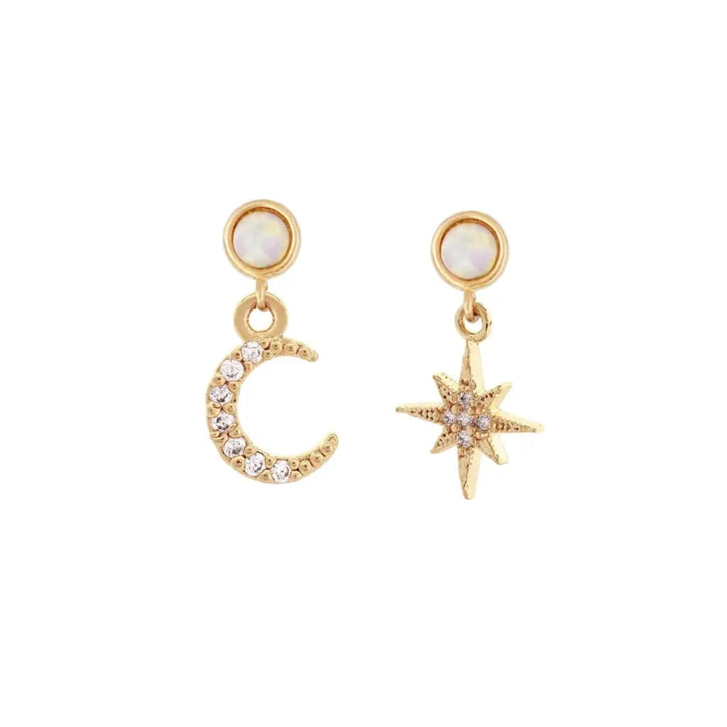 Moon and Star Opal earring