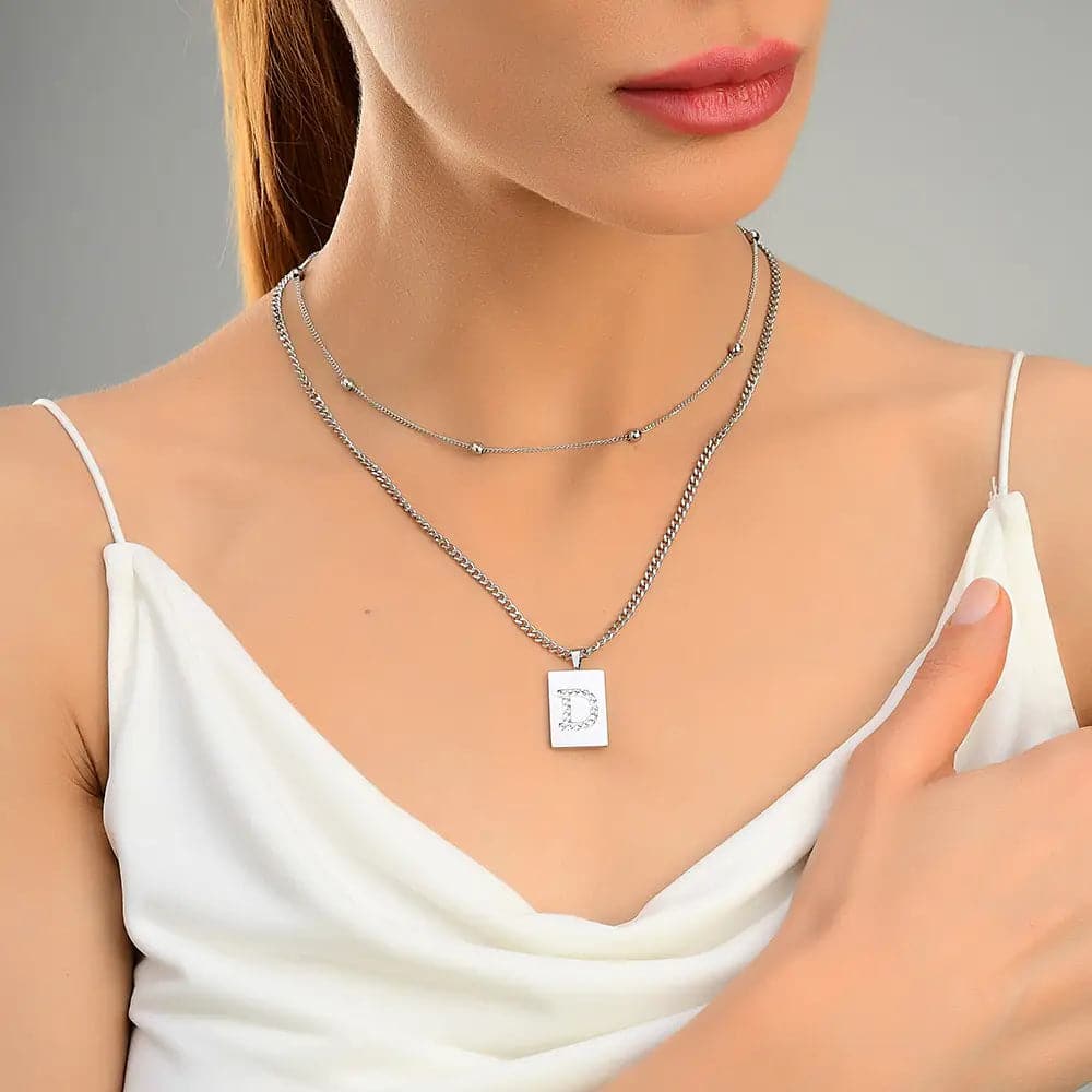 Sero Letter-D Halskette Weiß