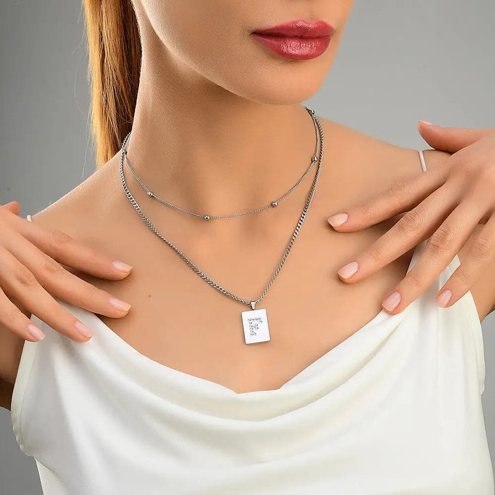 Sero Letter-F Halskette Weiß