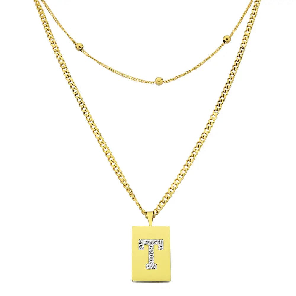 Sero Letter-T Halskette Gold