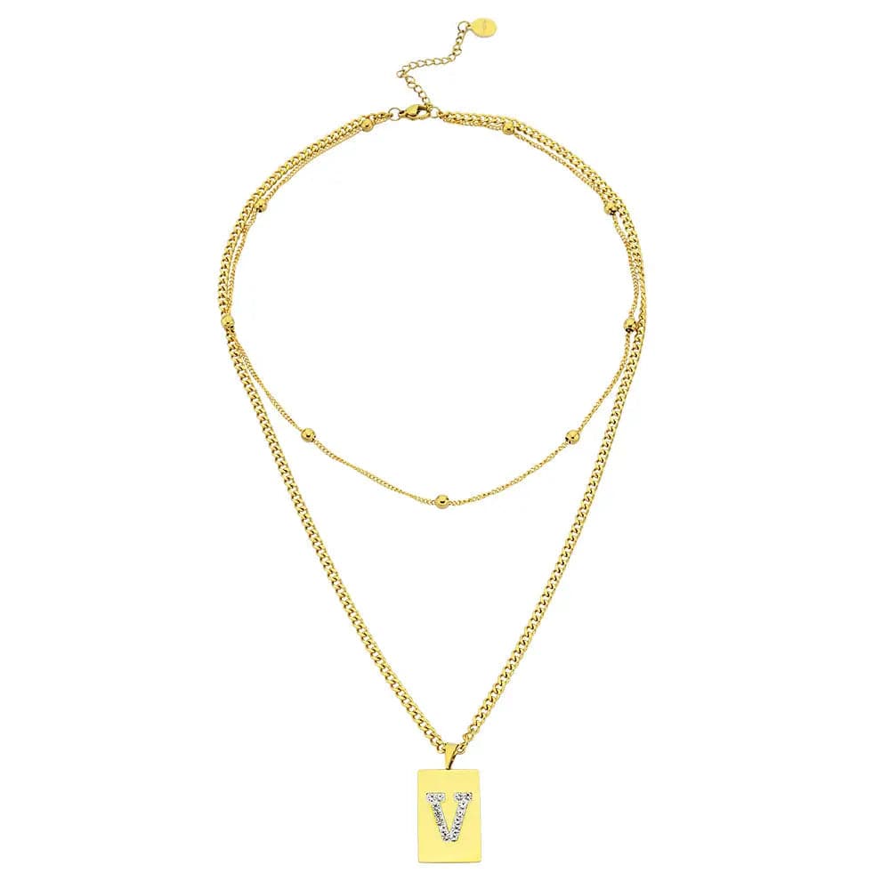 Sero Letter-V Halskette Gold