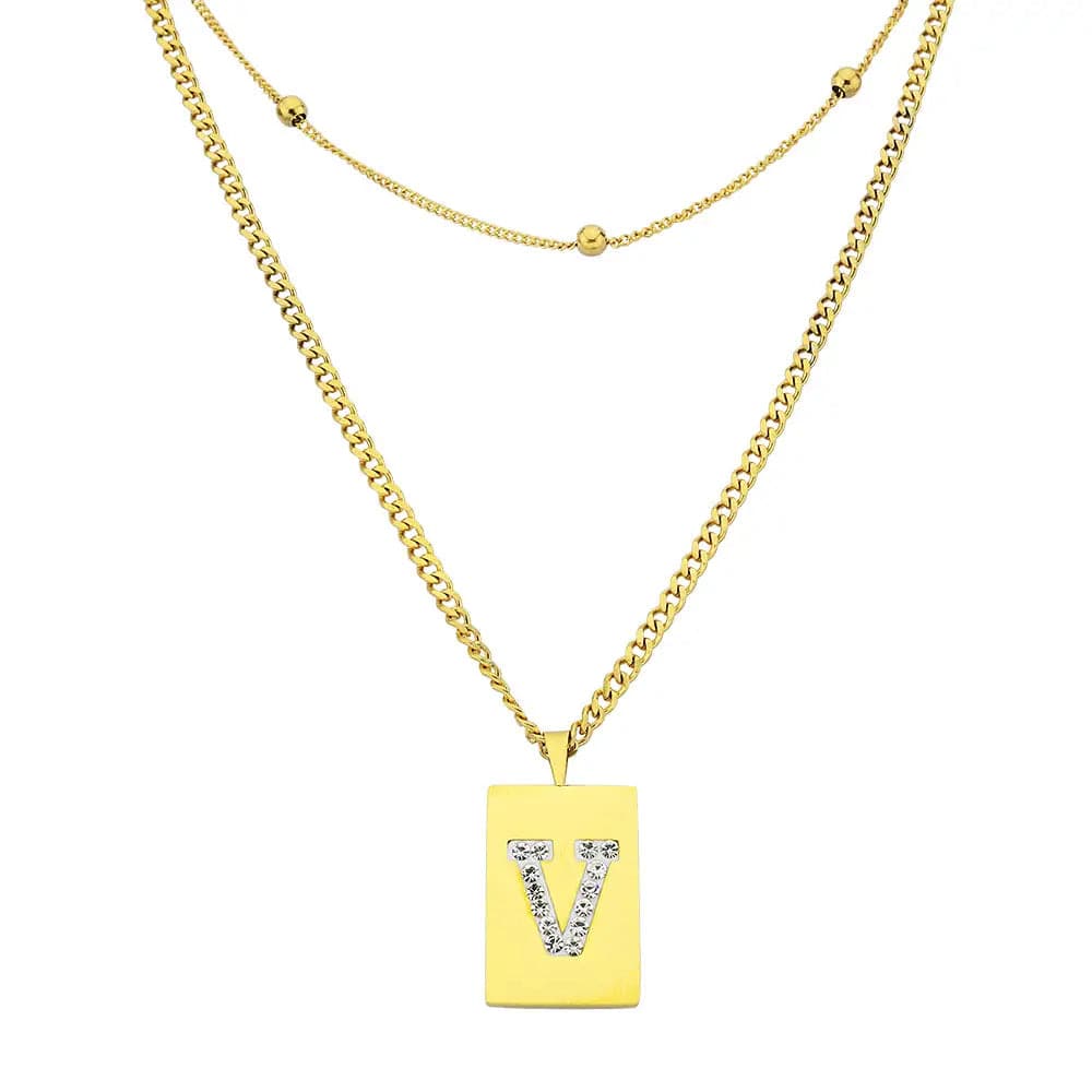 Sero Letter-V Halskette Gold