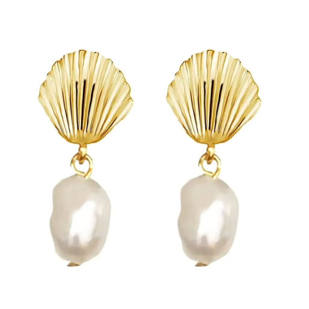 Shell Freshwater Pearl Drop Earrings