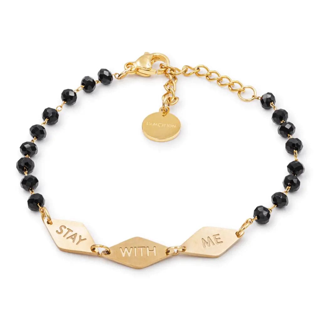 'STAY WITH ME' black pearls bracelet