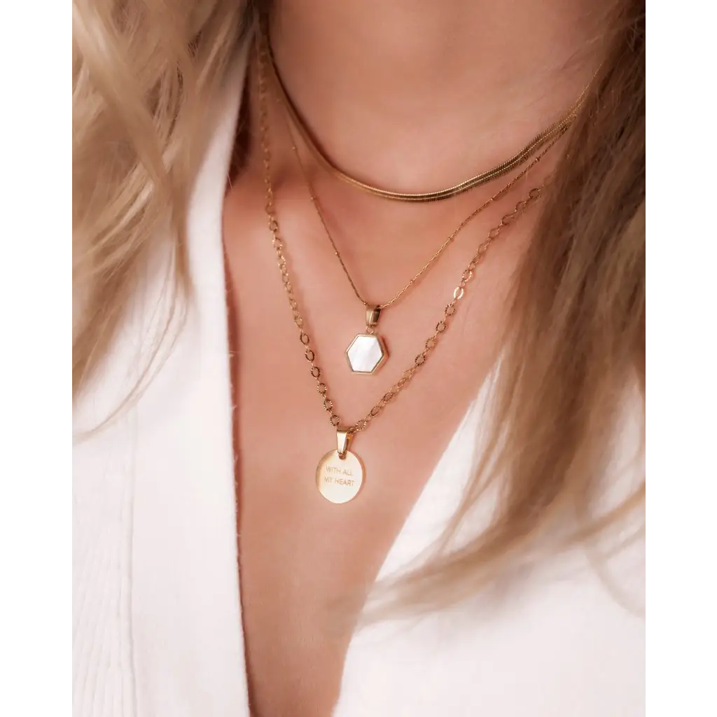 'WITH ALL MY HEART' circle necklace