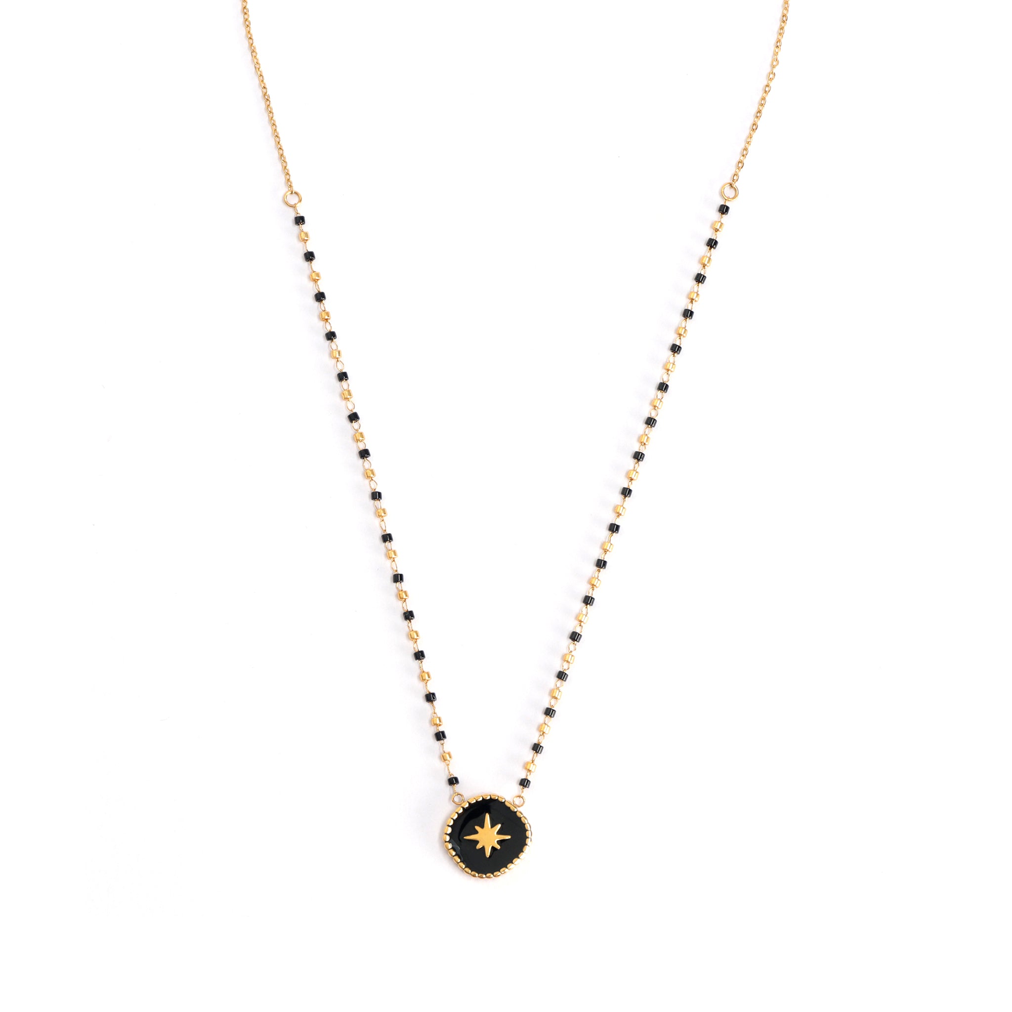Denalres Schwarz Halskette Gold