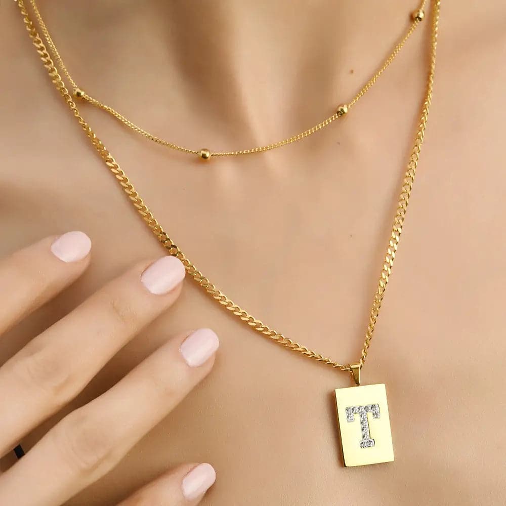 Sero Letter-T Halskette Gold